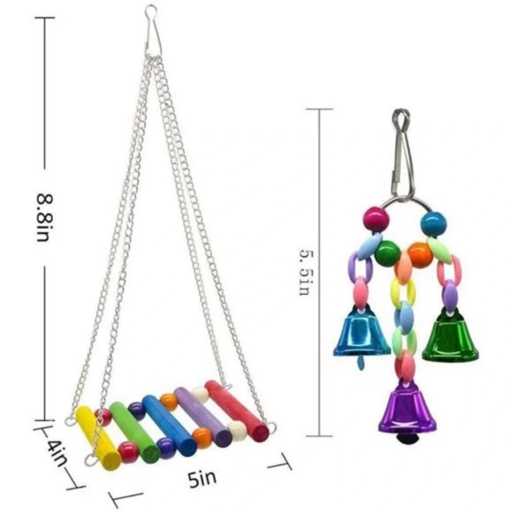 8 Packs Bird Swing Chewing Toys- Parrot Hammock Bell Toys Suitable for Parakeets